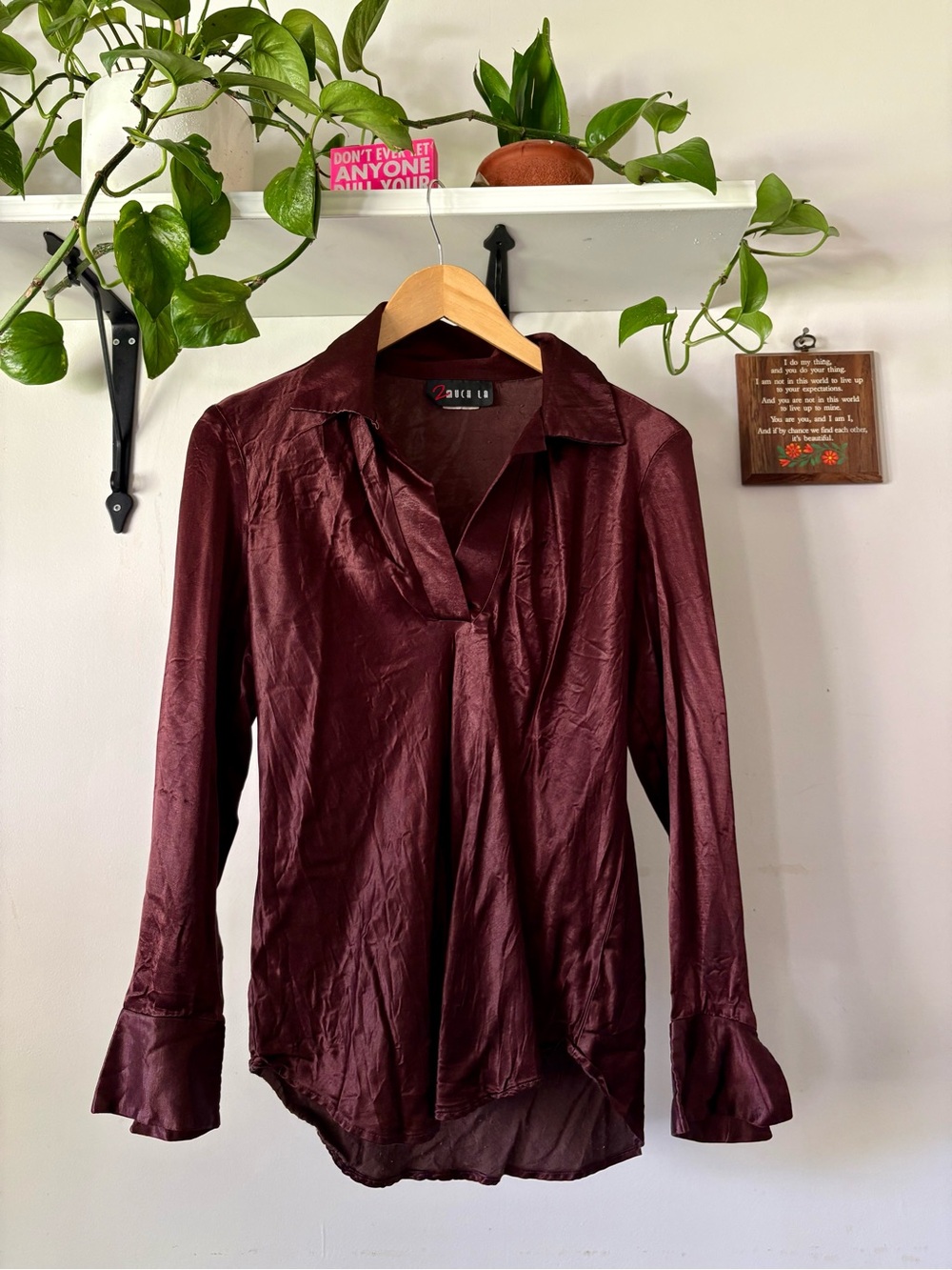 Satin Blouse in Dark Brown